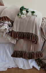 New! Charlotte Velvet Ruffle Collection - Taupe