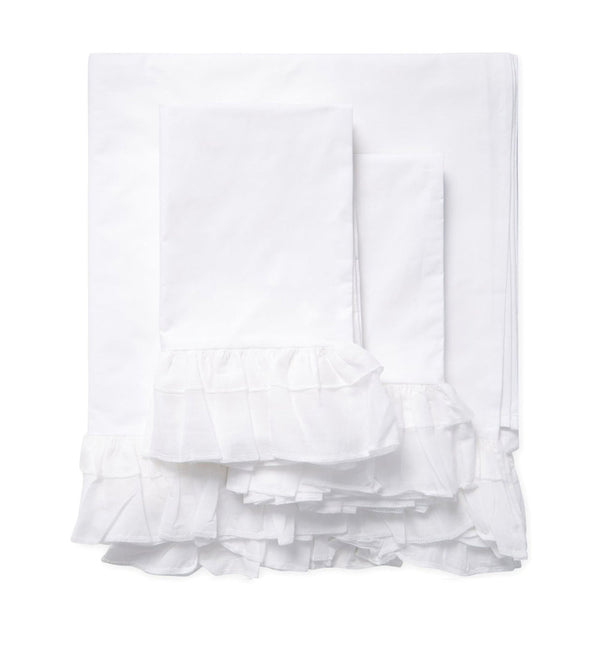 Bella Double Ruffle Sheet Collection - White - Linen Salvage Et Cie