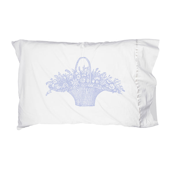 NEW! Les Fleurs Pillowcase Set/2 - Soft Blue - Linen Salvage Et Cie