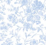 French Toile Printed Fabric-Soft Blue - Linen Salvage Et Cie