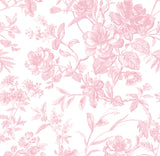 French Toile Printed Fabric-Soft Rose - Linen Salvage Et Cie