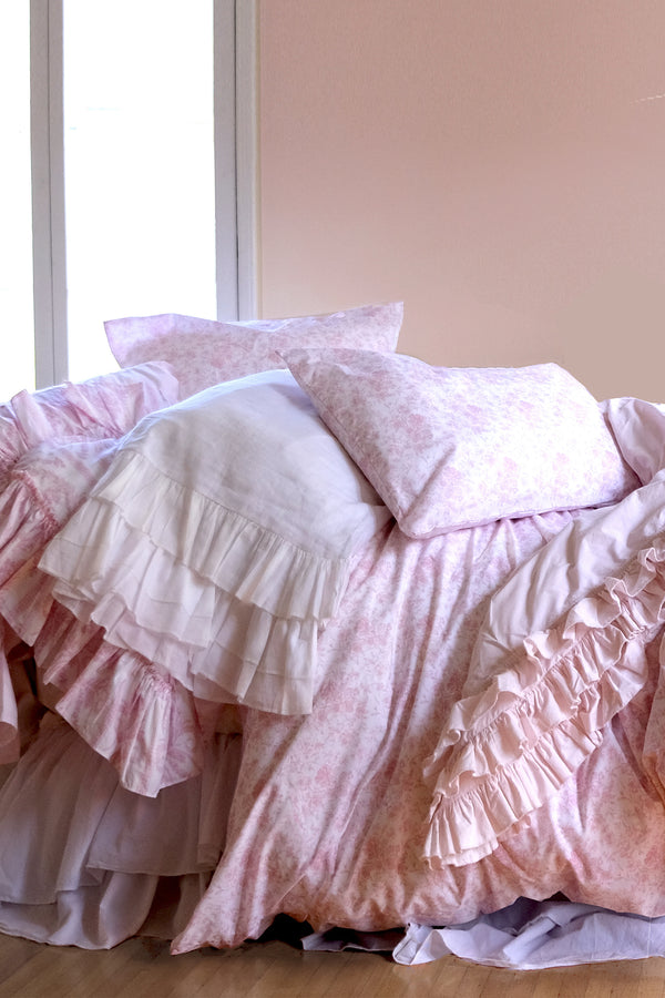 French Toile Bedding -Soft Rose