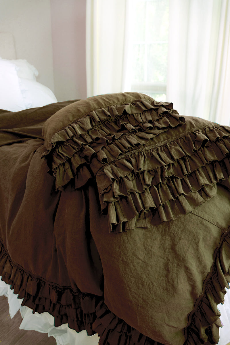 Gypsy Ruffle Linen Collection - Moss - Linen Salvage Et Cie