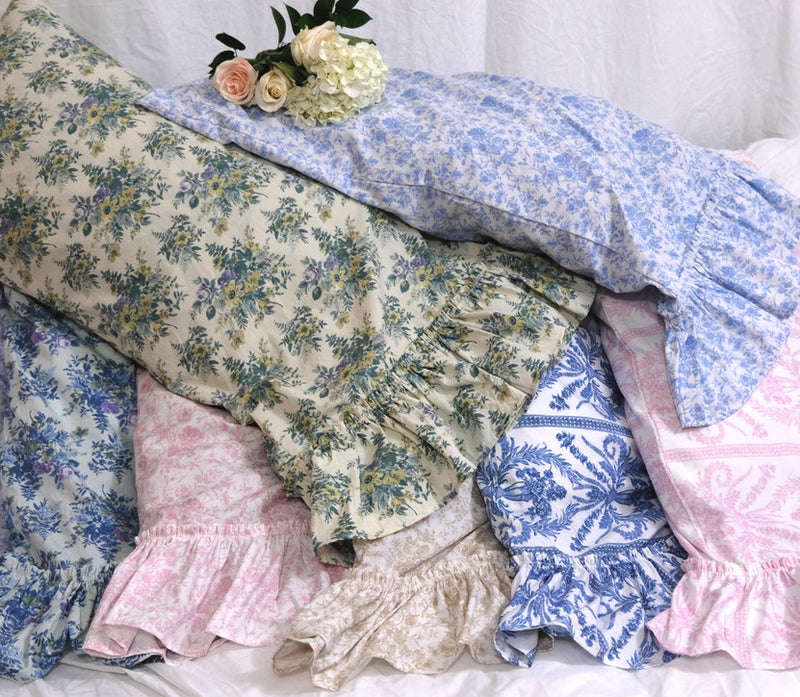 French Toile Bedding -Chambray - Linen Salvage Et Cie
