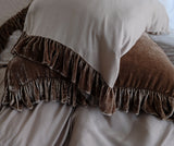 New! Charlotte Velvet Ruffle Collection - Taupe